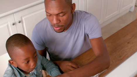 Father-and-son-using-computer-together