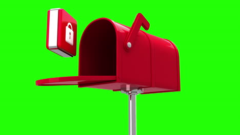 Lock-icon-in-the-mailbox-on-green-background