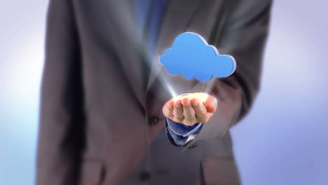 Businessman-presenting-cloud-computing-graphic