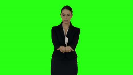 Businesswoman-presenting-with-hands