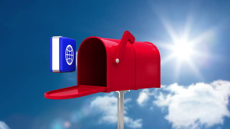 Internet-icon-in-the-mailbox-on-blue-sky-background