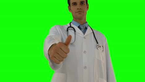 Doctor-gesturing-thumbs-up-