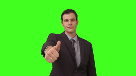 Businessman-showing-thumbs-up