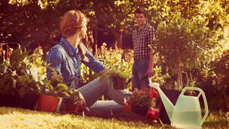 Happy-couple-gardening-in-the-park