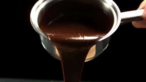 Topf-Mit-Geschmolzener-Schokolade-Ausgießen