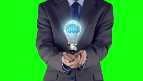 Businessman-presenting-light-bulb-with-hands