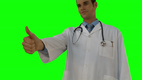 Doctor-gesturing-thumbs-up-