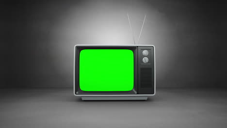 Altmodischer-Fernseher-Mit-Grünem-Bildschirm