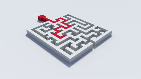 Rote-Linie-Löst-Ein-Labyrinth-Puzzle