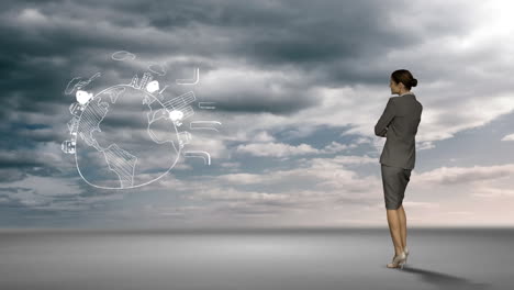 Businesswoman-looking-at-brainstorm-in-desert