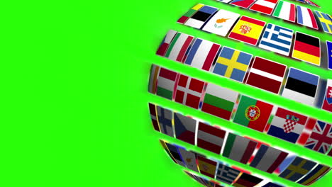 Nationalflaggen-Europäischer-Länder-Werden-Auf-Dem-Grünen-Bildschirm-Angezeigt-