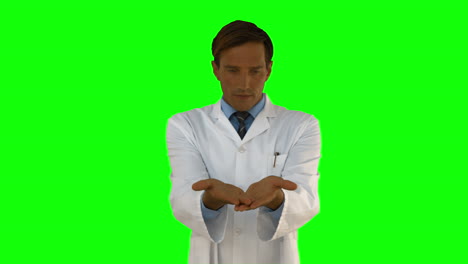 Doctor-standing-with-hands-out