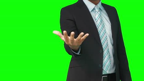 Businessman-standing-with-hand-out