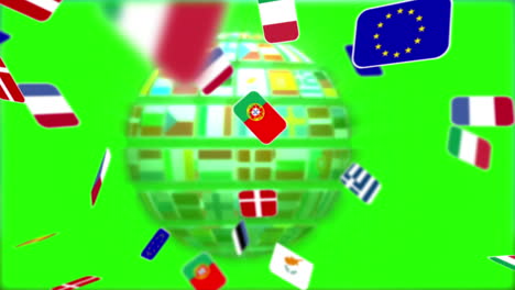 Nationals-flags-of-European-country-turning-on-green-screen-