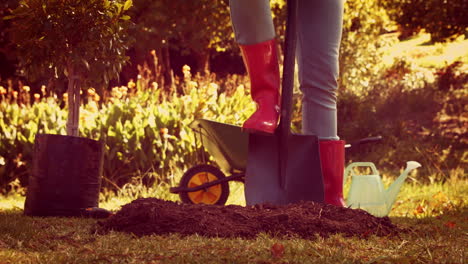 Mujer-Cavando-Tierra-Para-Jardinería-