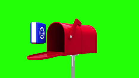 Internet-icon-in-the-mailbox-on-green-background