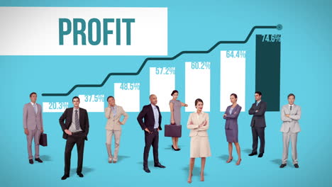 Business-Team-Steht-Vor-Profitablem-Diagramm