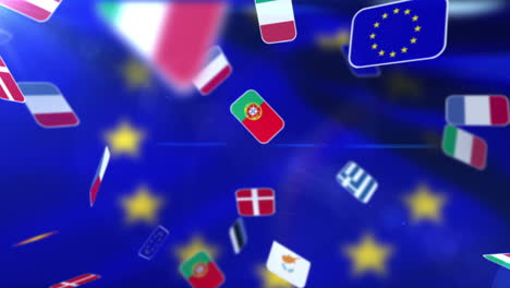 National-flags-flyings-away-on-European-flag-