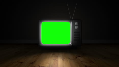 Old-fashioned-tv-with-green-screen