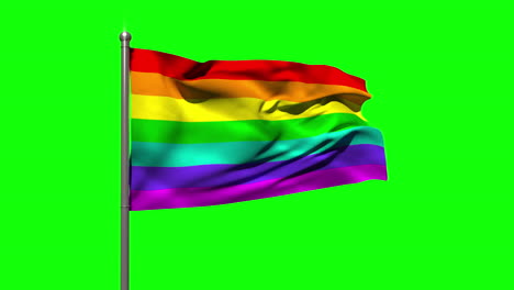 Bandera-Del-Arco-Iris-Ondeando-Contra-La-Pantalla-Verde