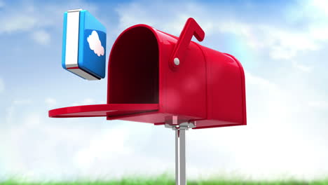 Cloud-icon-in-the-mailbox-on-blue-sky-background