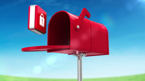 Lock-icon-in-the-mailbox-on-blue-sky-background