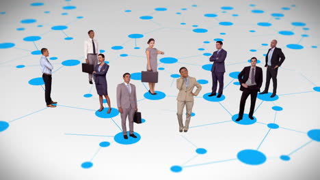Business-people-standing-on-connecting-lines