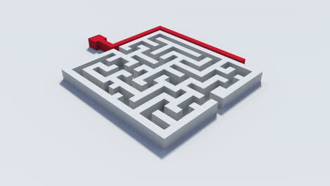 Rote-Linie,-Die-Um-Ein-Labyrinth-Herum-Auf-Die-Andere-Seite-Führt