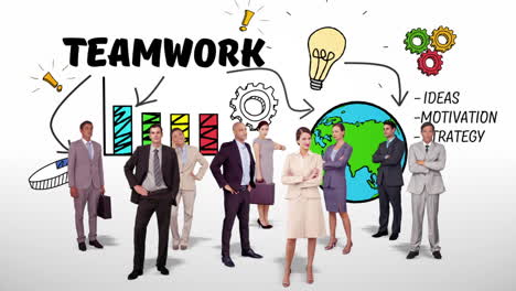 Business-team-standing-against-brainstorm