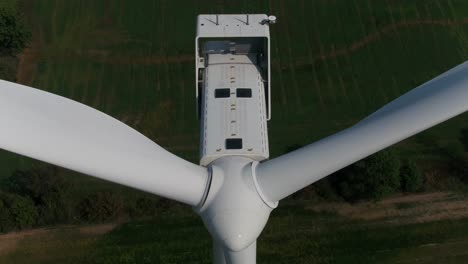Wind-Turbine-Nacelle-Exterior-View-with-Propeller-Blades