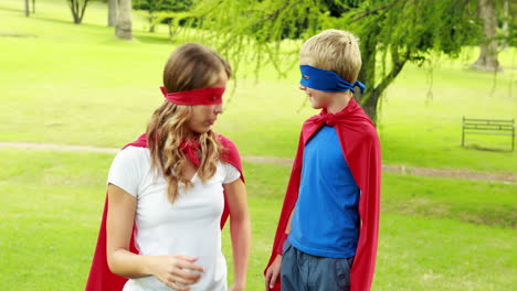 Mother-and-son-pretending-to-be-superhero