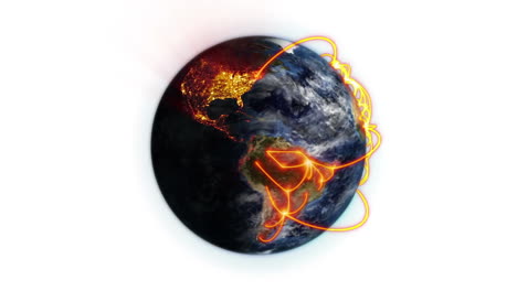 Animierte-Erde-Mit-Orangefarbenen-Linien-Und-Wolken,-Quelle:-Nasa.org,-Auf-Weißem-Hintergrund.