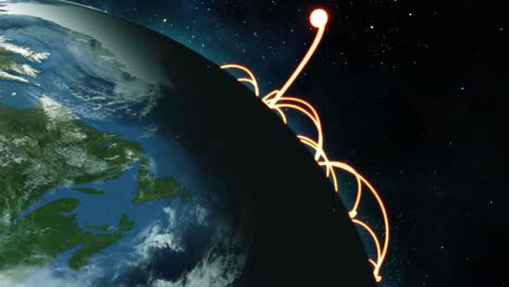 Beleuchtete-Erde-Mit-Orangefarbenen-Verbindungen-Und-Sonnenaufgang,-Bild-Von-Nasa.org.