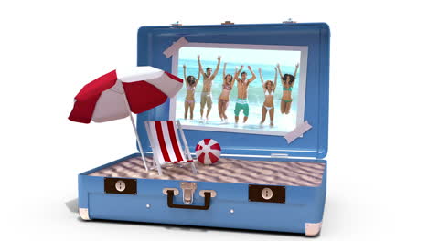 Beach-accessories-being-drop-in-suitcase