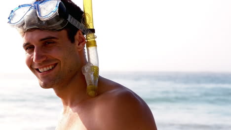 Man-wearing-snorkeling-equipment