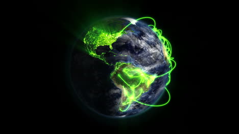 La-Tierra-Animada-Con-Nubes-Gira,-Mostrando-Conexiones-Verdes,-Imagen-De-Nasa.org.