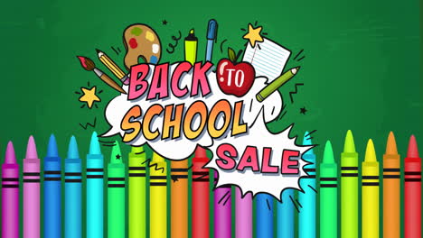 Animation-of-back-to-school-sale-text-over-crayons