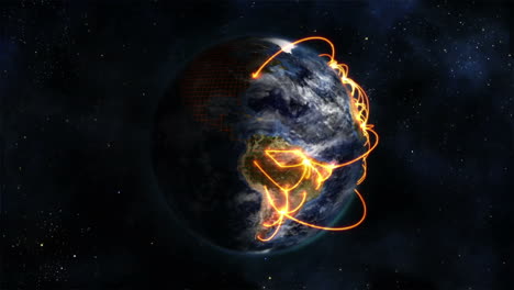 Animierte-Erde-Mit-Orangefarbenen-Linien-Und-Rotierenden-Wolken,-Bild-Mit-Freundlicher-Genehmigung-Von-Nasa.org.
