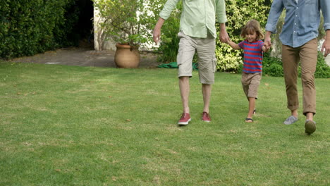 Grandfather-with-his-son-and-his-grandson-having-fun