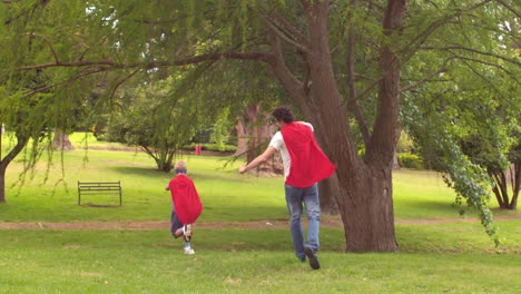 Father-and-son-pretending-to-be-superhero