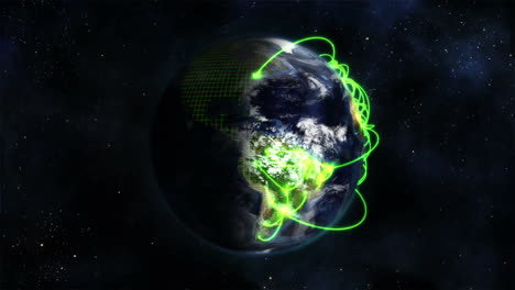 Animated-Earth-with-green-connections-rotates-in-space,-image-by-Nasa.org.