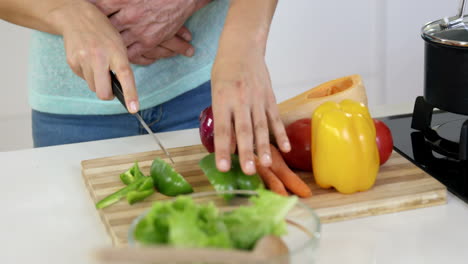 Woman-cutting-vegetables