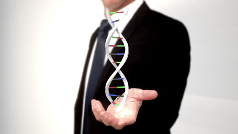 Mann-Hält-DNA-In-Der-Hand