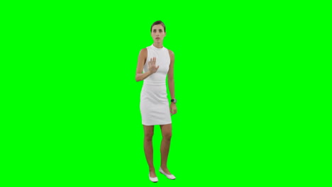 Una-Mujer-Está-Usando-Una-Pantalla-Táctil-Virtual