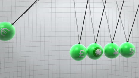 Green-newton-pendulum-with-different-currencies-on-it
