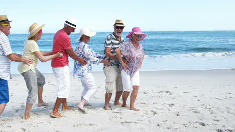 Senior-friends-dancing-on-the-beach