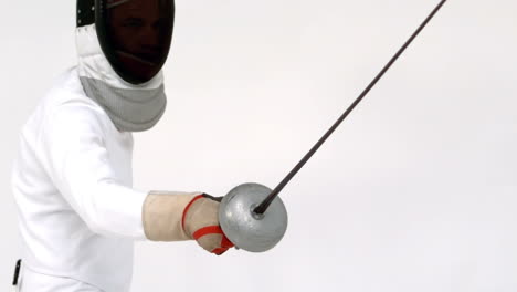 Sportsman-playing-fencing