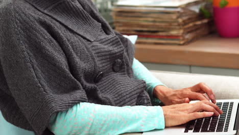 Frau-Mit-Laptop-Beim-Sitzen