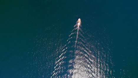 Aerial-view-of-boat-sailing-in-the-lake-4k