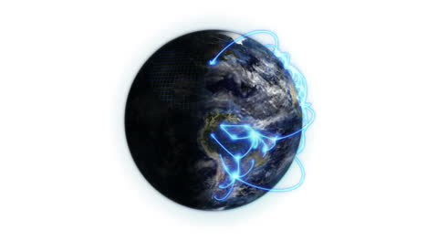 Animated-Earth-with-blue-networks-and-clouds,-image-by-Nasa.org-on-white-background.